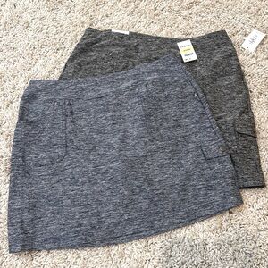 TWO Style & Co. Skorts, gray & blue, great for travel, office or athletics.
